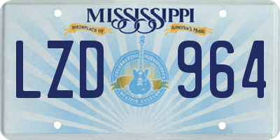 MS license plate LZD964