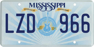MS license plate LZD966