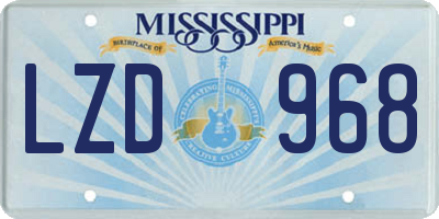 MS license plate LZD968