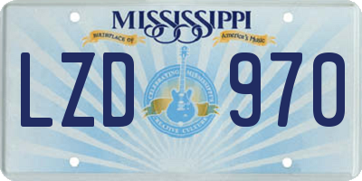 MS license plate LZD970