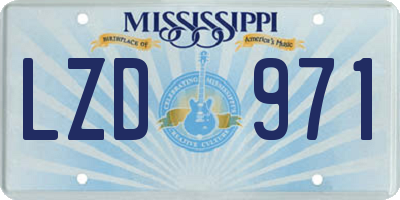 MS license plate LZD971