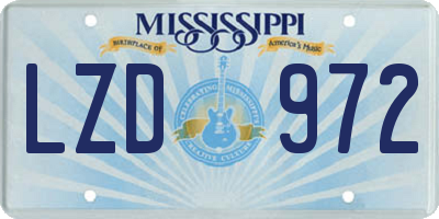 MS license plate LZD972