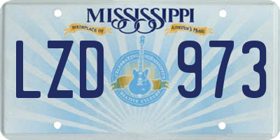 MS license plate LZD973