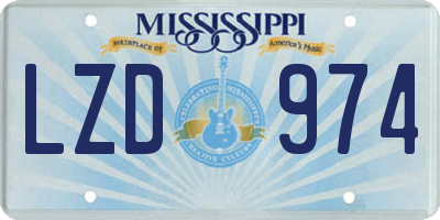 MS license plate LZD974