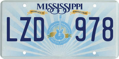MS license plate LZD978