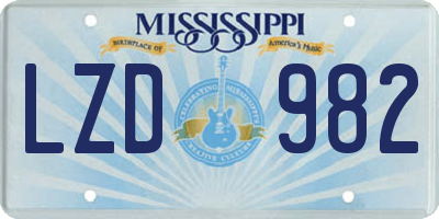 MS license plate LZD982