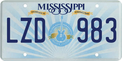 MS license plate LZD983