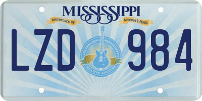 MS license plate LZD984