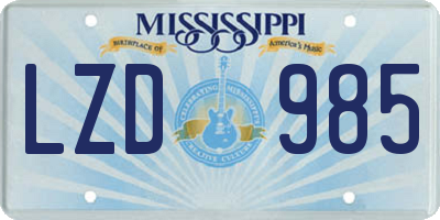 MS license plate LZD985
