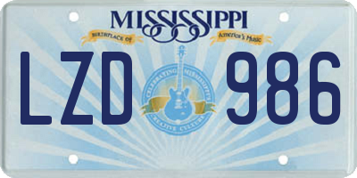 MS license plate LZD986