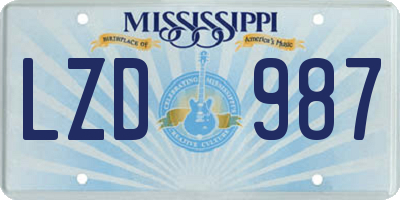 MS license plate LZD987