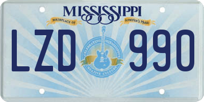 MS license plate LZD990