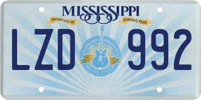 MS license plate LZD992