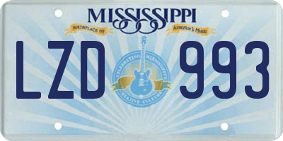 MS license plate LZD993