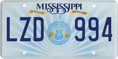 MS license plate LZD994