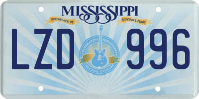 MS license plate LZD996