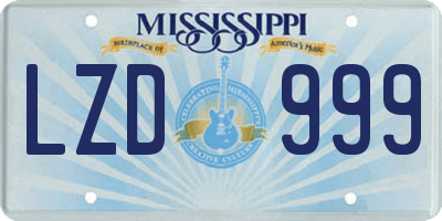 MS license plate LZD999
