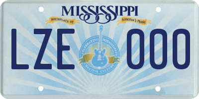 MS license plate LZE000