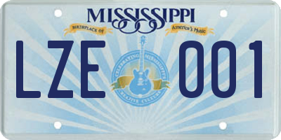 MS license plate LZE001