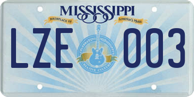 MS license plate LZE003