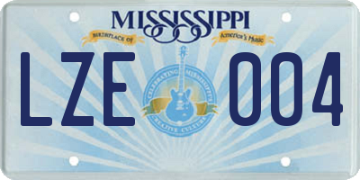 MS license plate LZE004
