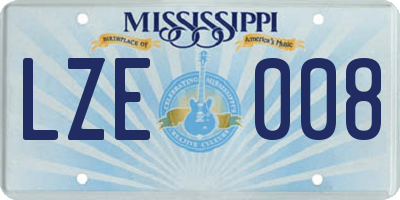 MS license plate LZE008