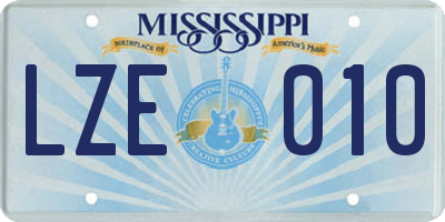 MS license plate LZE010