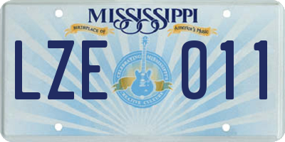 MS license plate LZE011