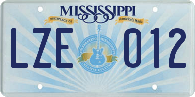 MS license plate LZE012