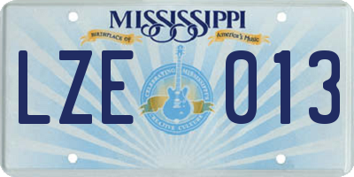 MS license plate LZE013