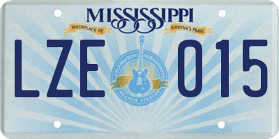MS license plate LZE015