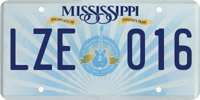 MS license plate LZE016