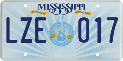 MS license plate LZE017
