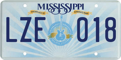 MS license plate LZE018