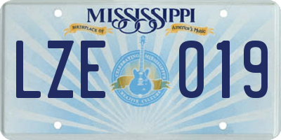 MS license plate LZE019