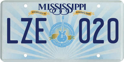 MS license plate LZE020