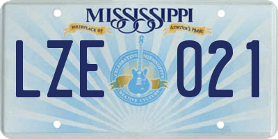 MS license plate LZE021