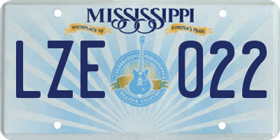 MS license plate LZE022