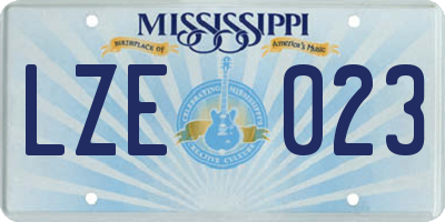 MS license plate LZE023
