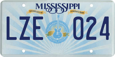 MS license plate LZE024