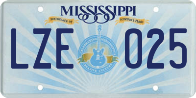MS license plate LZE025
