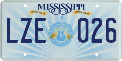 MS license plate LZE026