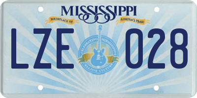 MS license plate LZE028