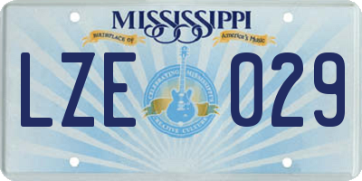 MS license plate LZE029