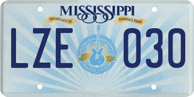 MS license plate LZE030