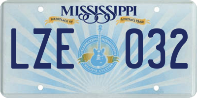 MS license plate LZE032