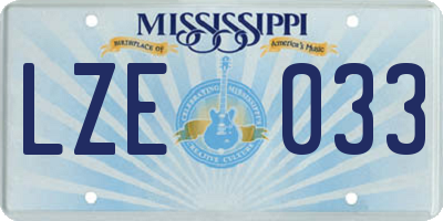 MS license plate LZE033