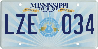 MS license plate LZE034