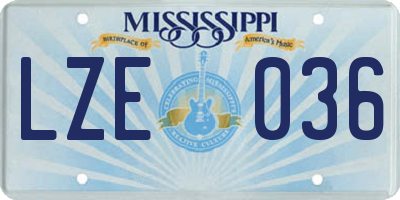 MS license plate LZE036