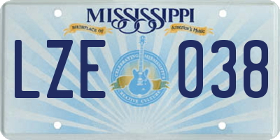 MS license plate LZE038